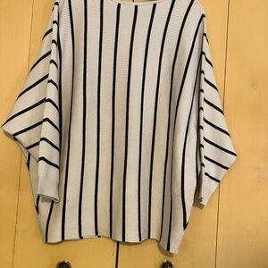 Chelsea & Theodore Ribbed Knit Top in Cream and Black